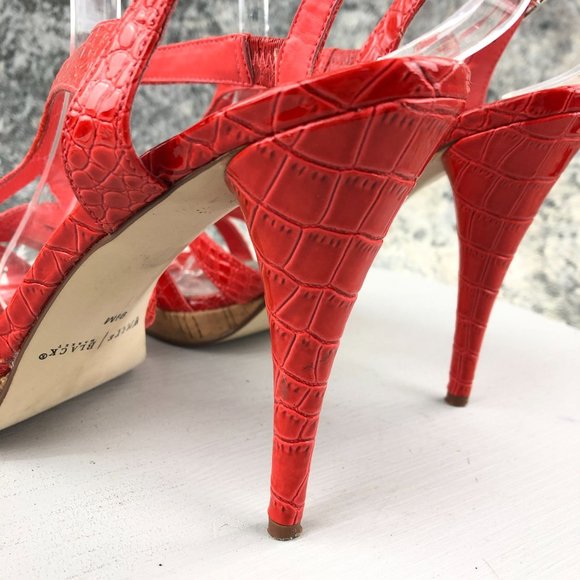 WHITE HOUSE BLACK MARKET Women's 9.5M Red Hawaii Croc Embossed Patent Heels - Picture 5 of 14